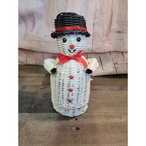 Woven snowman figures‎ small basket Xmas decor